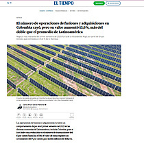 El nmero de operaciones de fusiones y adquisiciones en Colombia cay, pero su valor aument 13,6 %, ms del doble que el promedio de Latinoamrica